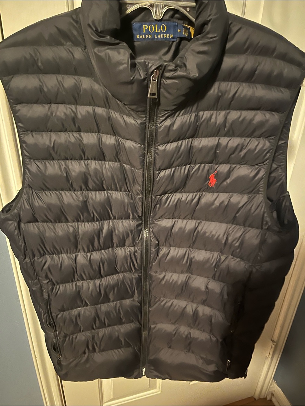 Ralph Lauren Navy Quilted Puffer Vest with Red Polo Logo